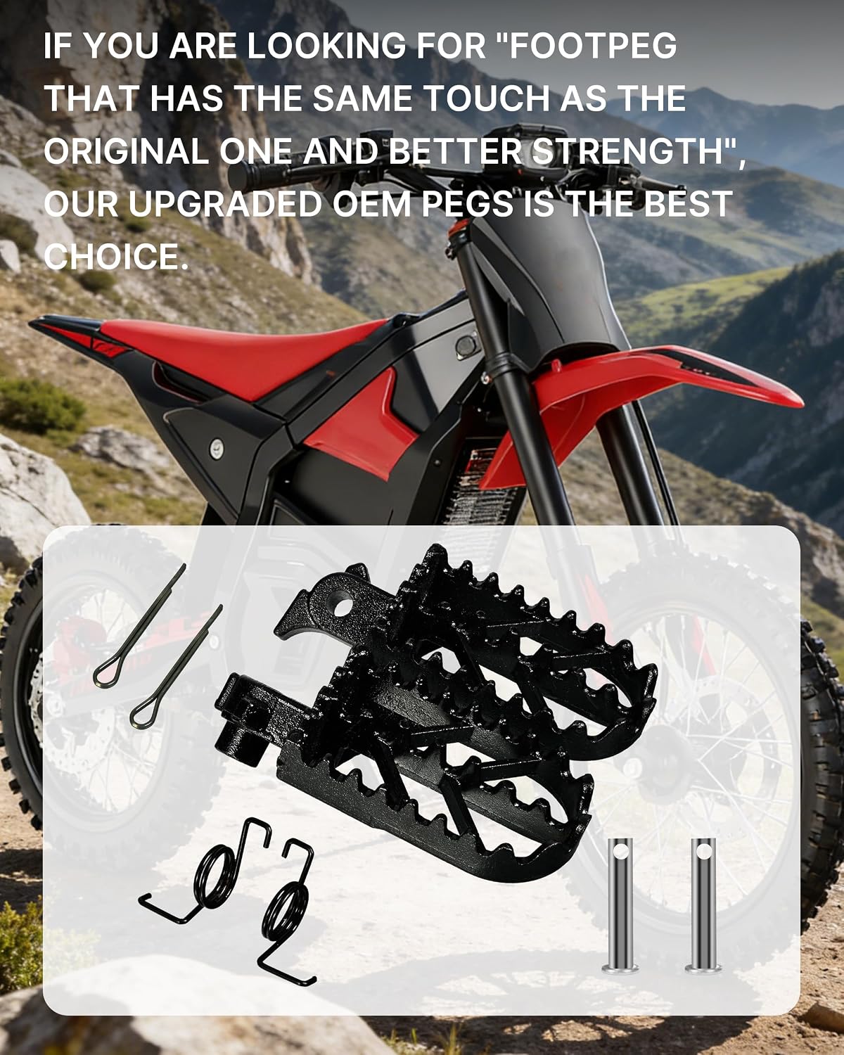 Dirt Bike Foot Pegs Compatible with Yozma IN10 Off-Road Electric Motorcycle, Steel Anti-Slip Mini Electric Dirt Pit Bike Pegs, Electric E-Bike Accessories Replacement Parts