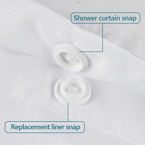 Miniatura 7 de Conbo Mio Paquete de 3 cortinas de ducha a presión de tela de hotel, forro de repuesto extraíble repelente al agua para cortina de ducha de baño, 70