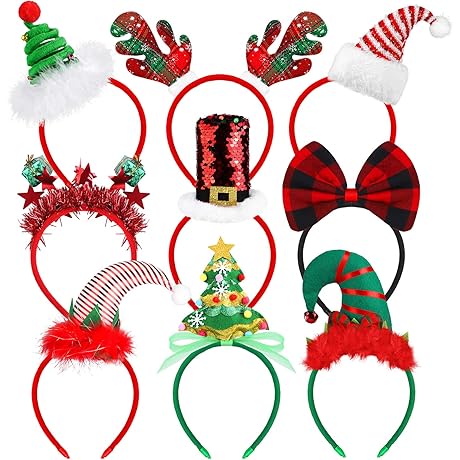 9 Pack Assorted Christmas Headbands