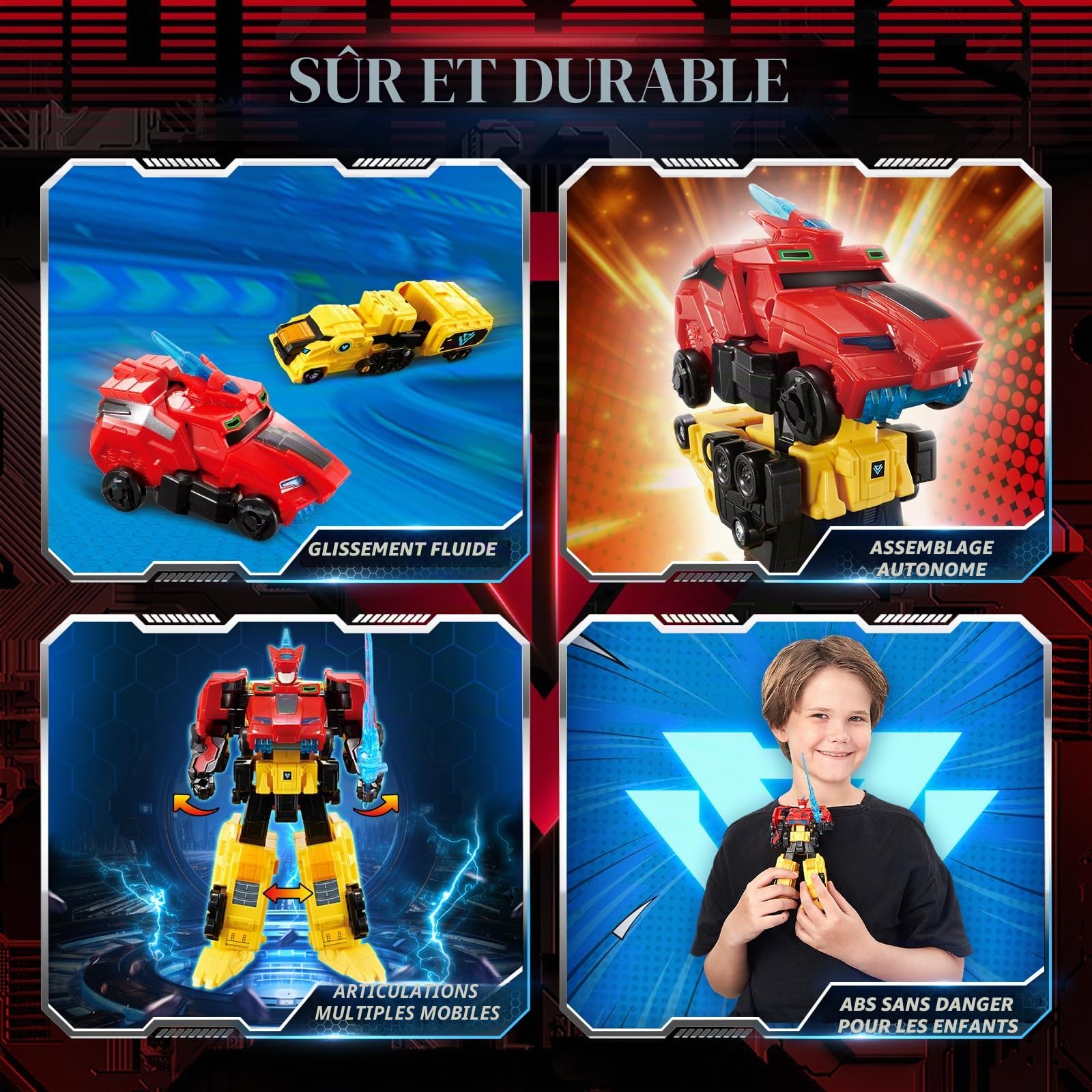 QUANTUM HEROES DINOSTER Robot Transforming 2 en 1 Raptor Tron, 7,48 Pouces, Jouets Transformable pour Enfants, Jouets Transforming Chariot et Robot pour garçons et Filles de 5 6 7 8 9 10 Ans