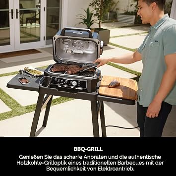 Ninja Woodfire Pro Connect XL Electric Grill and Smoker with App Control Digital Probe Large 7-in-1 Outdoor Grill and Air Fryer with Woodfire Pellets