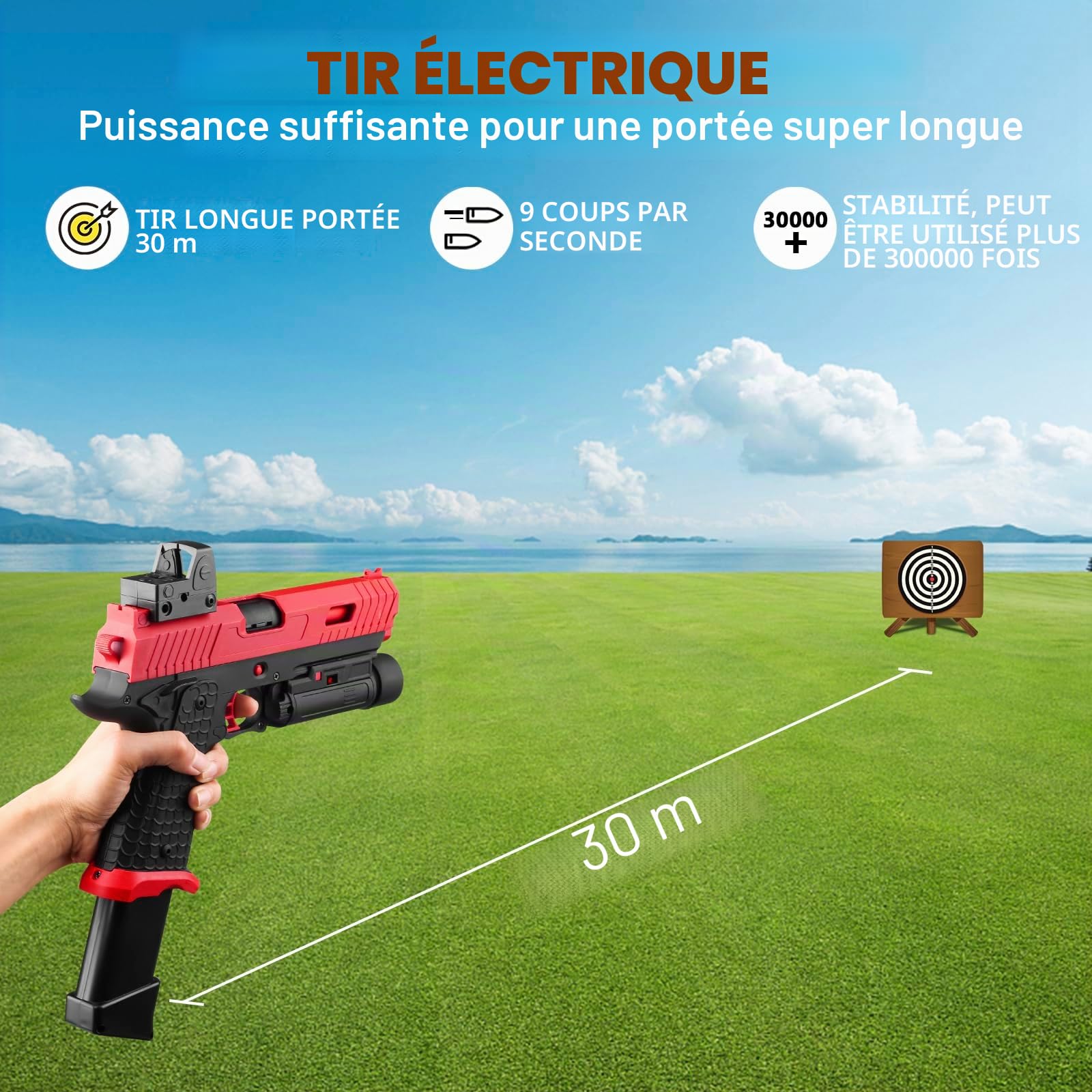 Lot de 5 blasters électriques à gel - Entièrement automatique - Pour l'extérieur - À partir de 14 ans - Rouge | JM-X2 Version améliorée pour jeu d'équipe avec batterie et lunettes