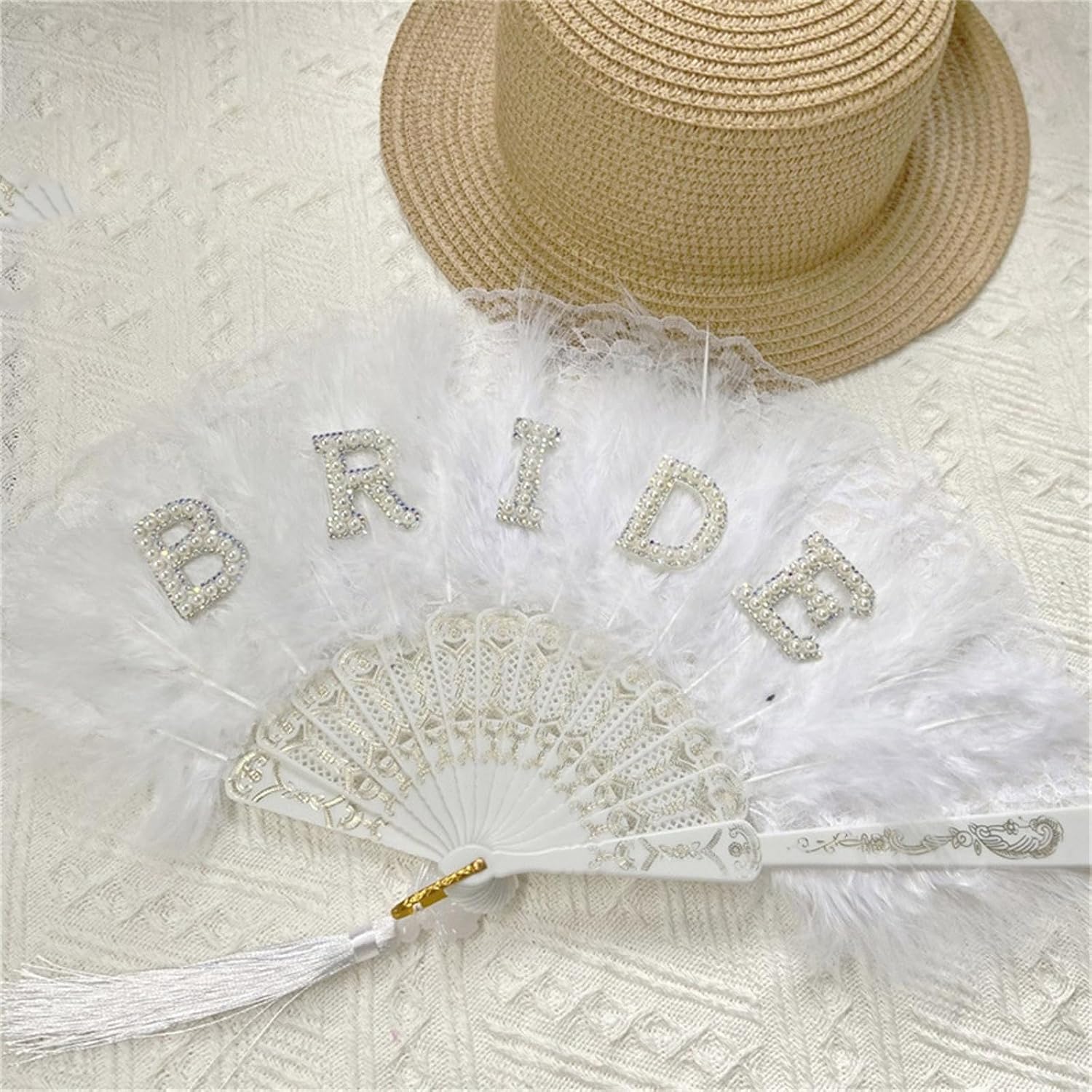 Bridal Fan Bride to Be Bridal Accessory Lace Brimmed for Hen Night Wedding Party Decorations Gift Bride to Be Gift
