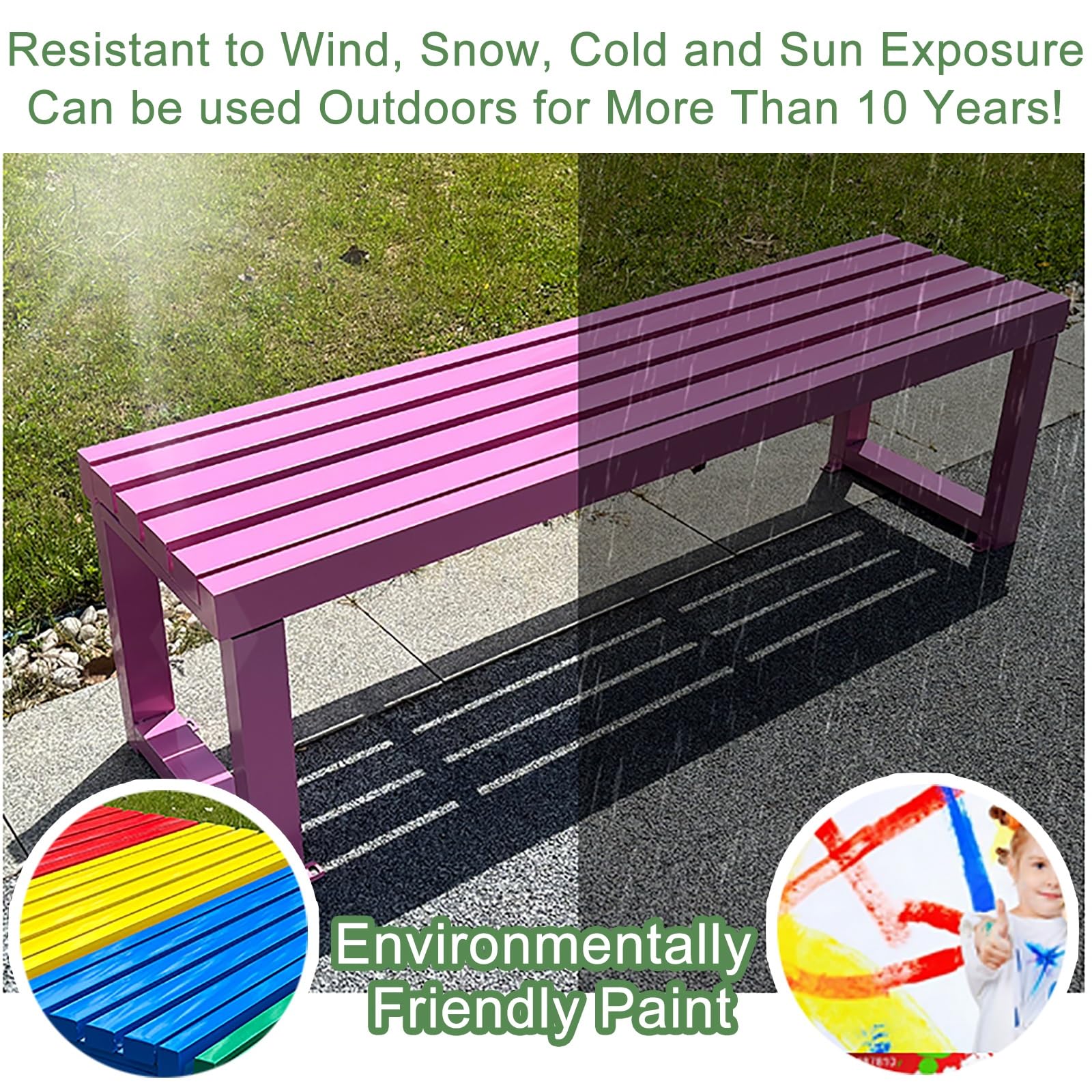 Heavy Du 119 cm odporna na warunki atmosferyczne metalowa ławka ogrodowa – czarna do siedzenia na zewnątrz na patio i park na podwórko, do szkoły, pojemności 362 kg i metalowe futro