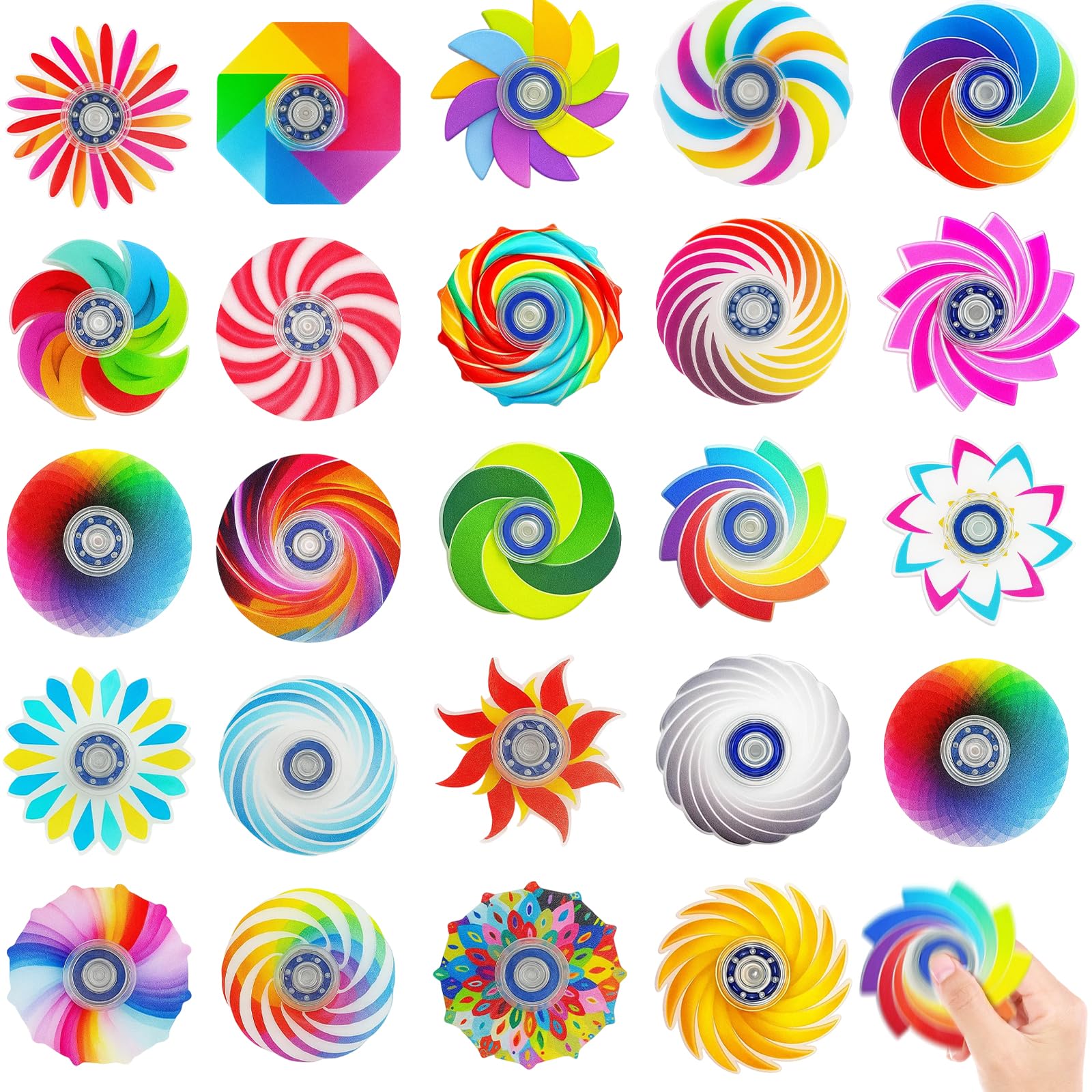 24 Pack Fidget Toys for Kids, Hand Spinners with Smooth Rotation, Party Bag Fillers, Classroom Rewards, Stress Relief for ADHD and Anxiety (Assorted Colors)