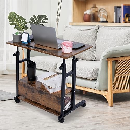 Miniatura 2 de Home Office Desks Standing Adjustable Height Small Laptop Desk with Storage for Small Spaces Computer Table for Couch Bedrooms Mobile Rolling