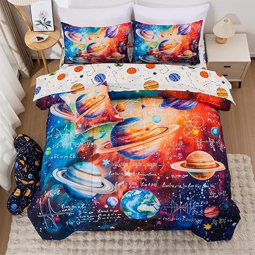 Miniatura 10 de A Nice Night Juego de ropa de cama con manta de galaxia 3D, textil para el hogar con funda de almohada, tamaño matrimonial