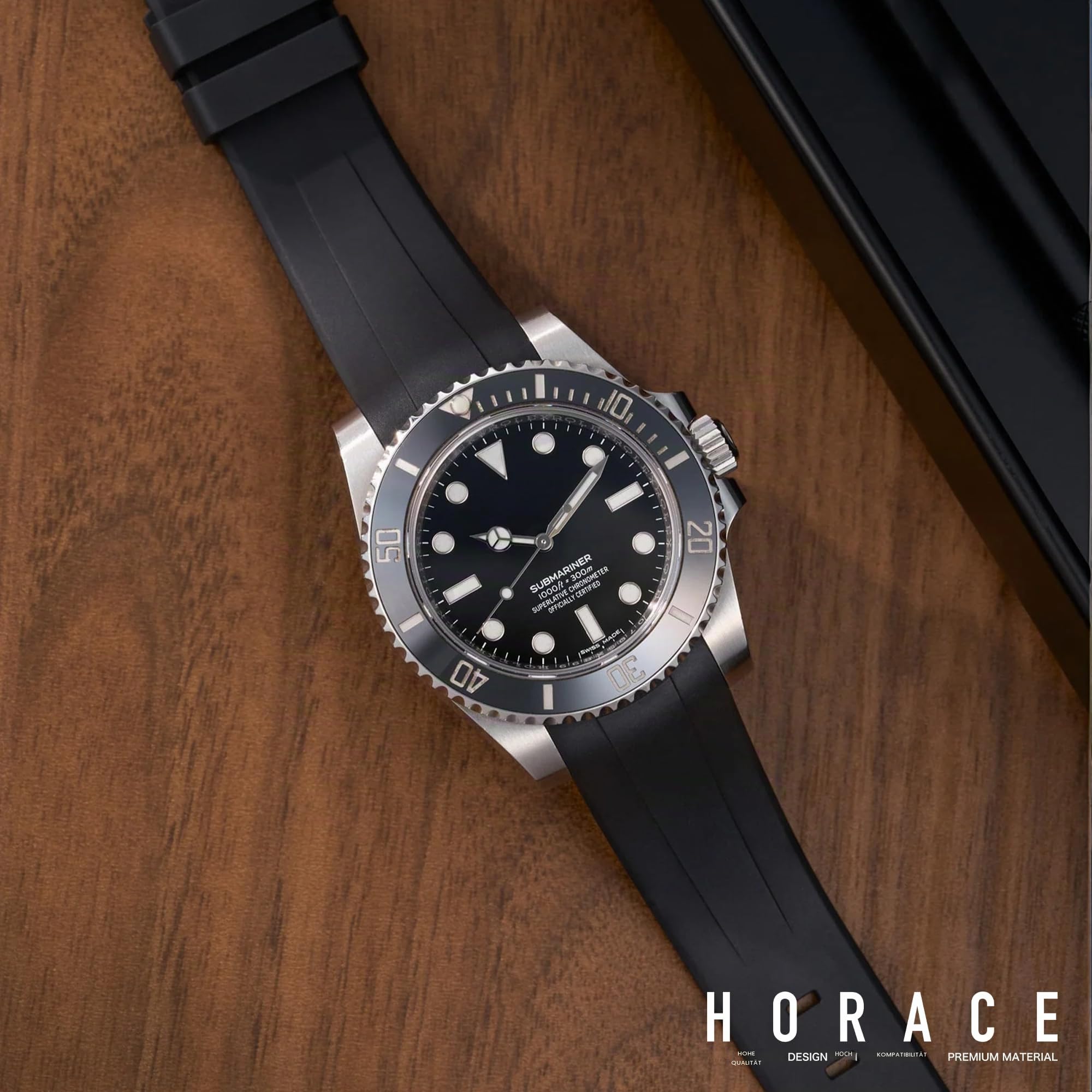 HORACE Uhrenarmband 20 mm aus Premium FKM-Kautschuk – Weich, Wasserdicht & Langlebig – Kompatibel mit Rolex Submariner 40mm