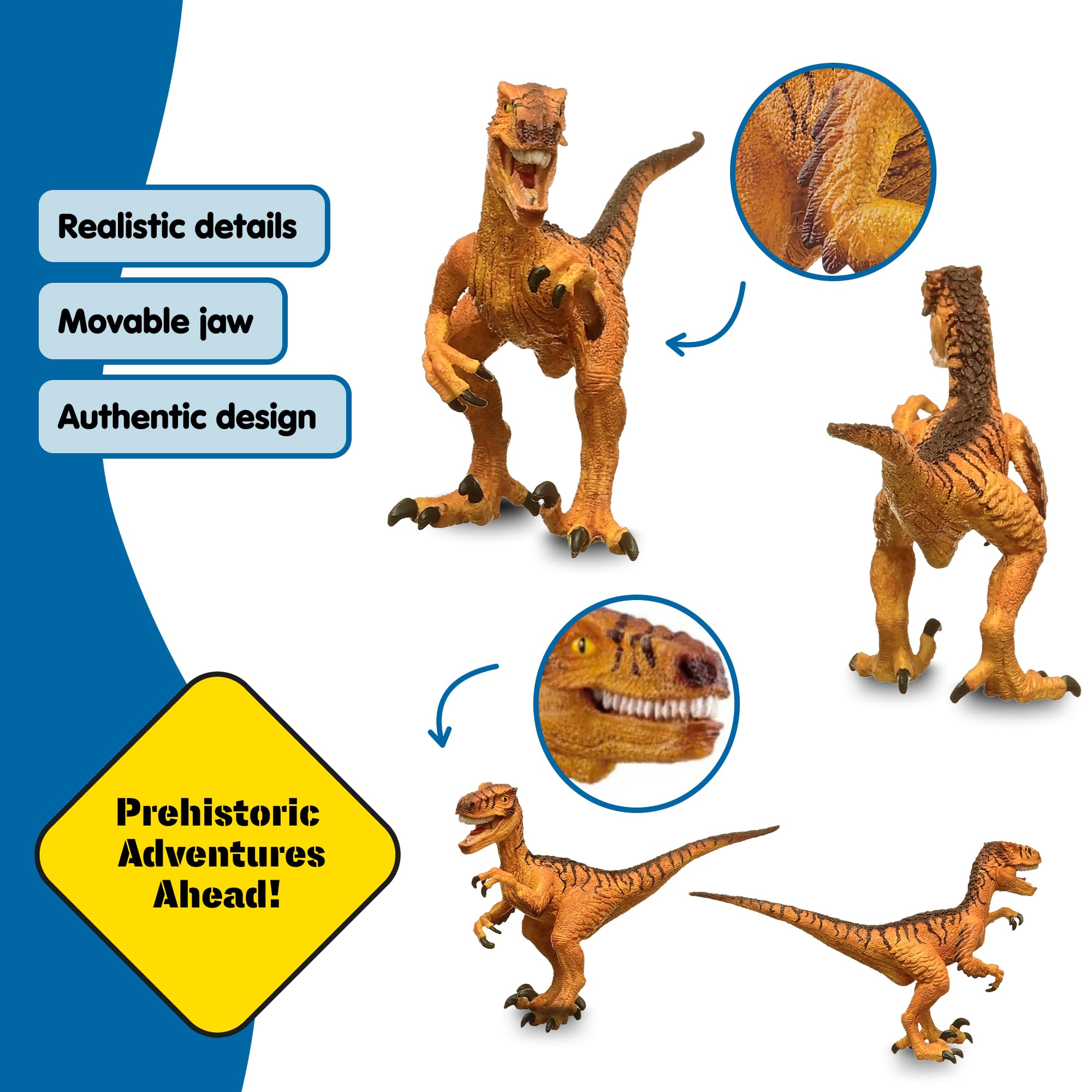 Schleich Dinosaurs | Velociraptor 15045 | Dino detallado con mandíbula y Brazos móviles | Regalo Ideal para niñas y niños | Juguete Dinosaurio 3 años | 6 x 18 x 10 cm