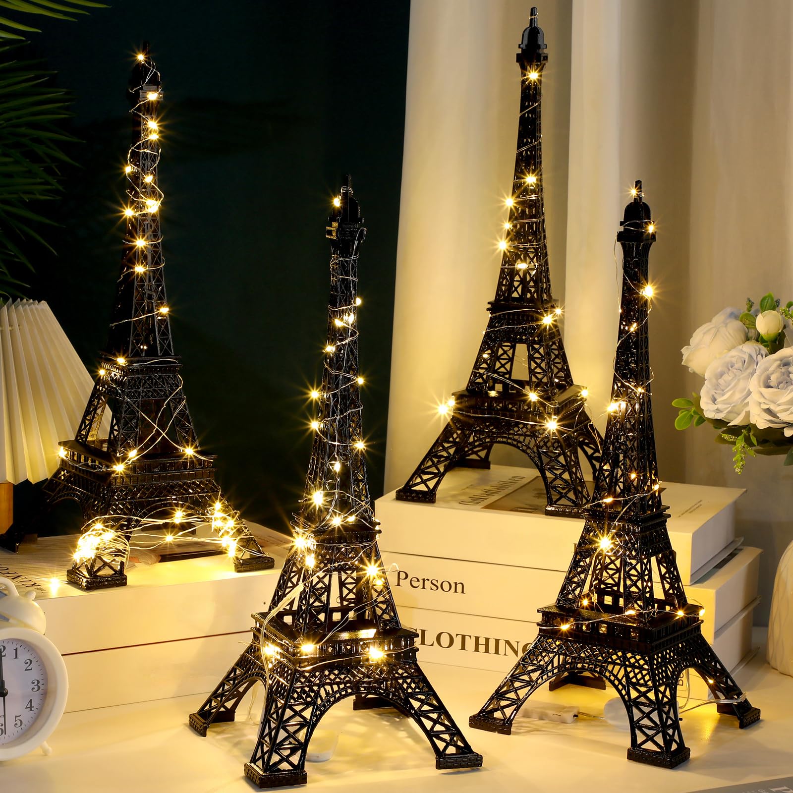Amazon.co.jp: Briwooody 4個 エッフェル塔像 装飾 15インチ 10インチ