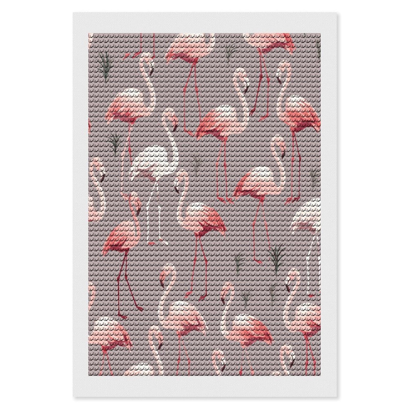 FekiLoot Pink Flamingo Pattern Diamond Painting Kits for Beginners DIY Diamond Art Kits for Adults Full Drill Round Diamond Dot Gem Art Painting Fun DIY Crafts for Home Kitchen Wall Decor Gift 8"x12"
