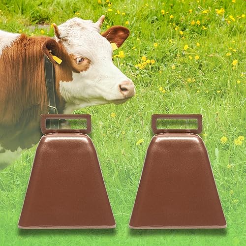 Miniatura 9 de Bevin Bells Campanas de vaca de larga distancia 10LD (cobre y cobre), campanas de Navidad, hechas de acero, hacen ruido fuerte, con correa blanca