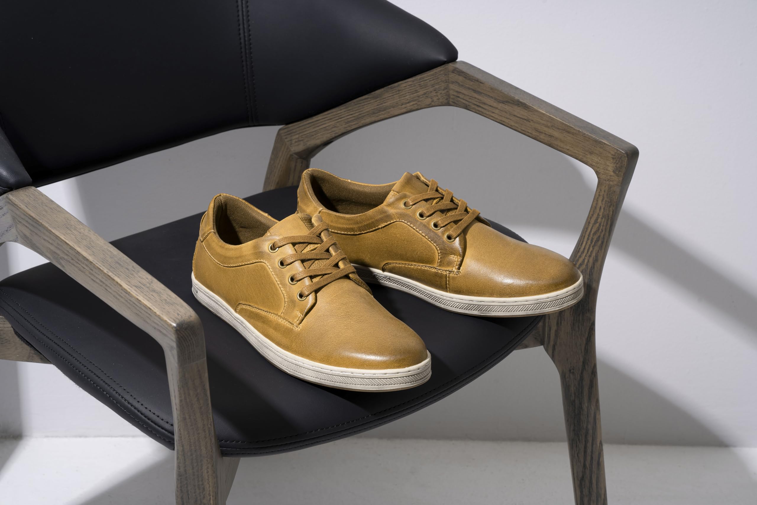 Jousen Men's Fashion Sneakers Leather Retro Casual Shoes for Men Breathable Dress Mens Sneakers