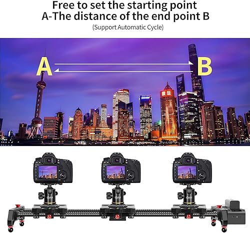 Miniatura 5 de GVM - Deslizador de cámara motorizada, 31 pulgadas, inalámbrico, de fibra de carbono, con control de aplicación, lapso de tiempo motorizado y