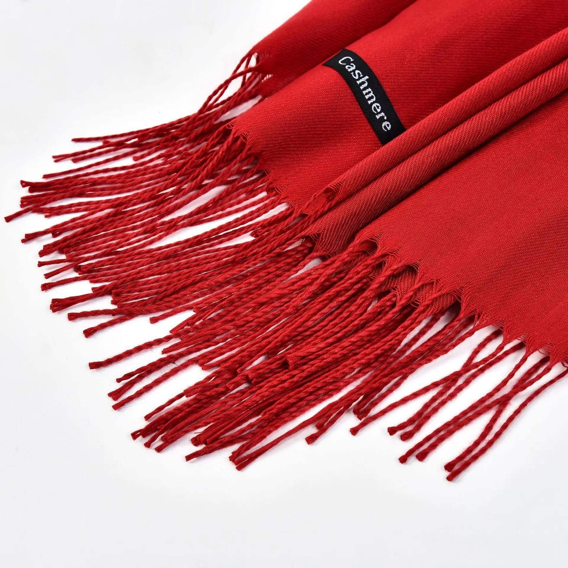 Schal Kaschmir-Schal Frauen Warm Für Frauen Einfarbig Hijabs Quasten Lange Dame Schal Kaschmir Schals Wrap Gestrickt
