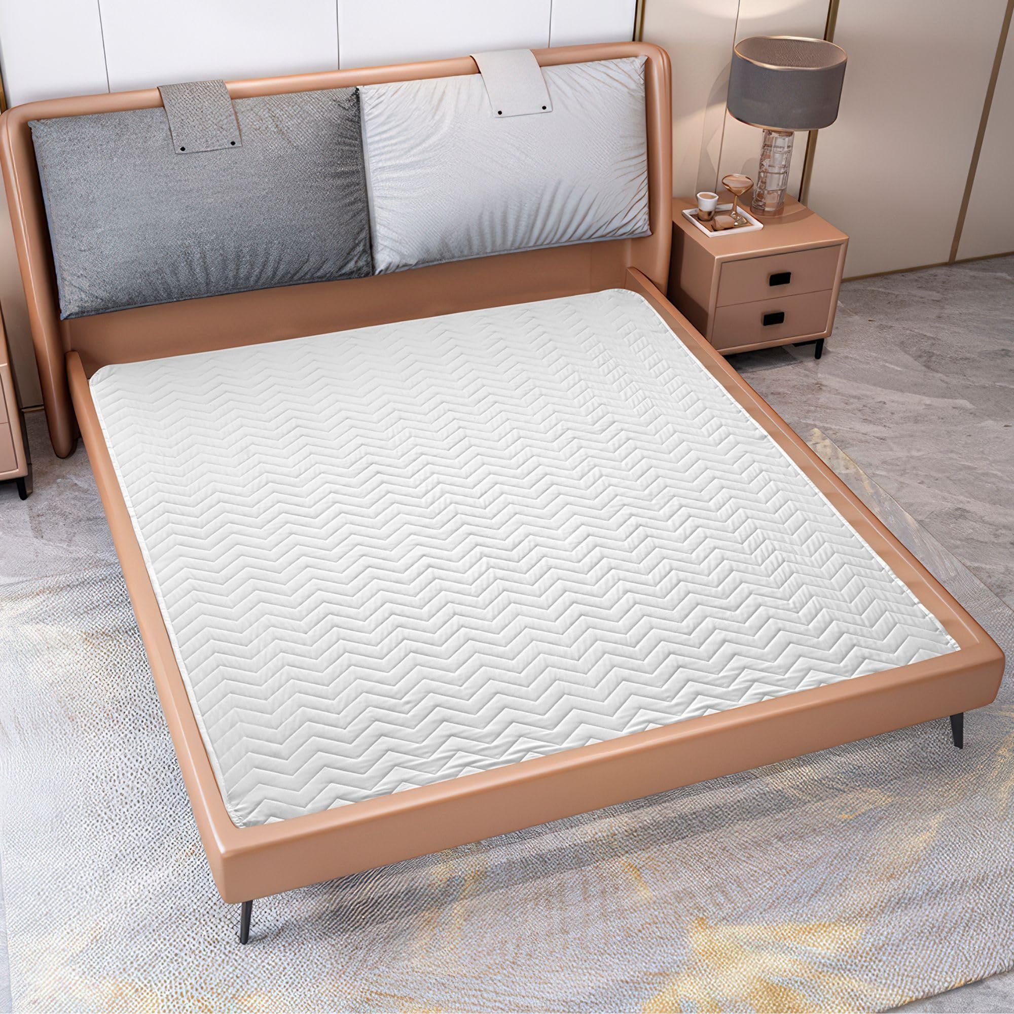 Coprirete Trapuntato Matrimoniale 165x200 cm - Copri Doghe Imbottito Antiacaro - Protezione Letto con Fasce Angolari - Trapuntatura Zig Zag in Microfibra