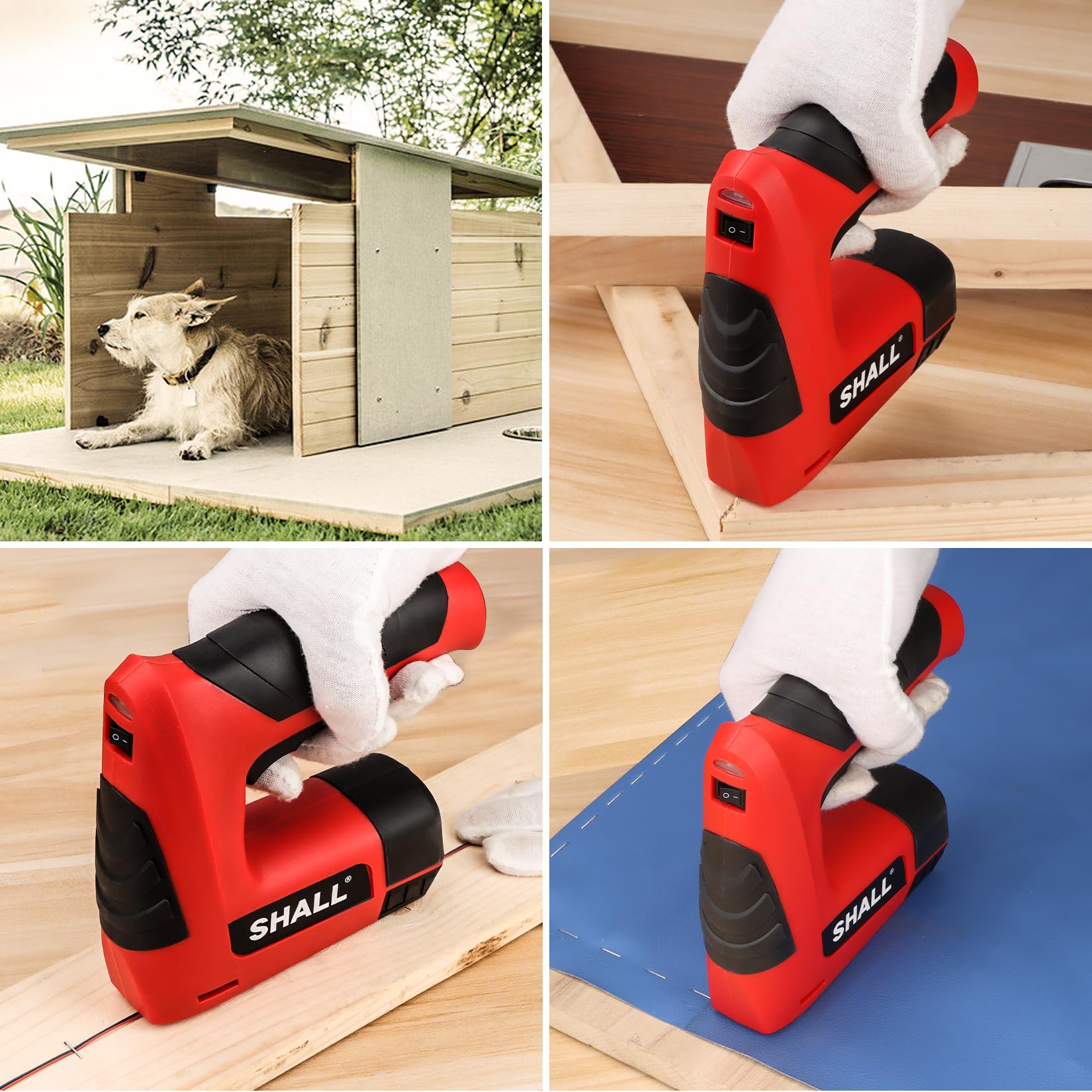 SHALL Agrafeuse électrique 3 en 1, agrafeuse sans fil pour tapisserie d'ameublement avec 2500 agrafes, dégrafeuse et chargeur rapide pour travaux manuels, bricolage, décoration