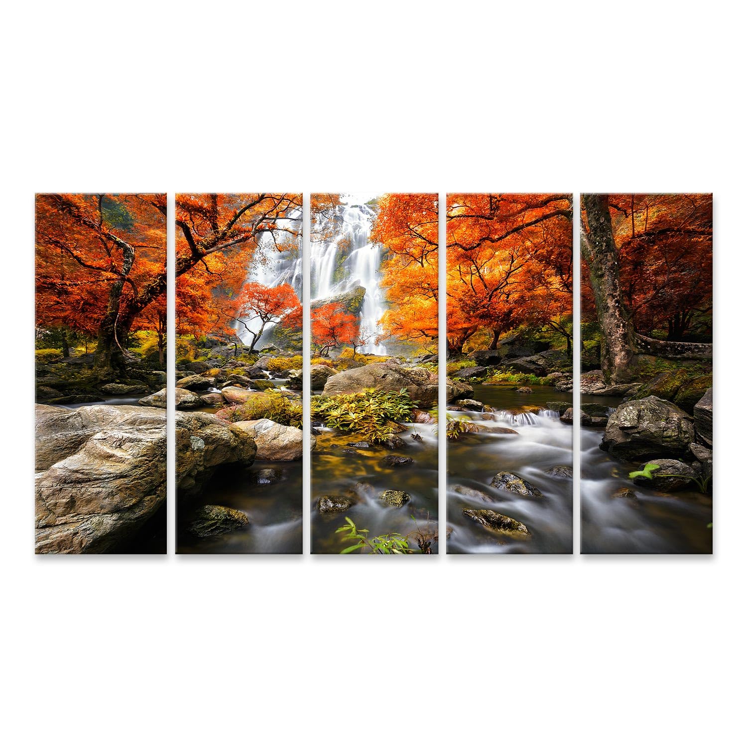 islandburner Primer cuadro sobre lienzo cascada otoñal con árboles rojos y naranjas cuadros cuadros murales carteles