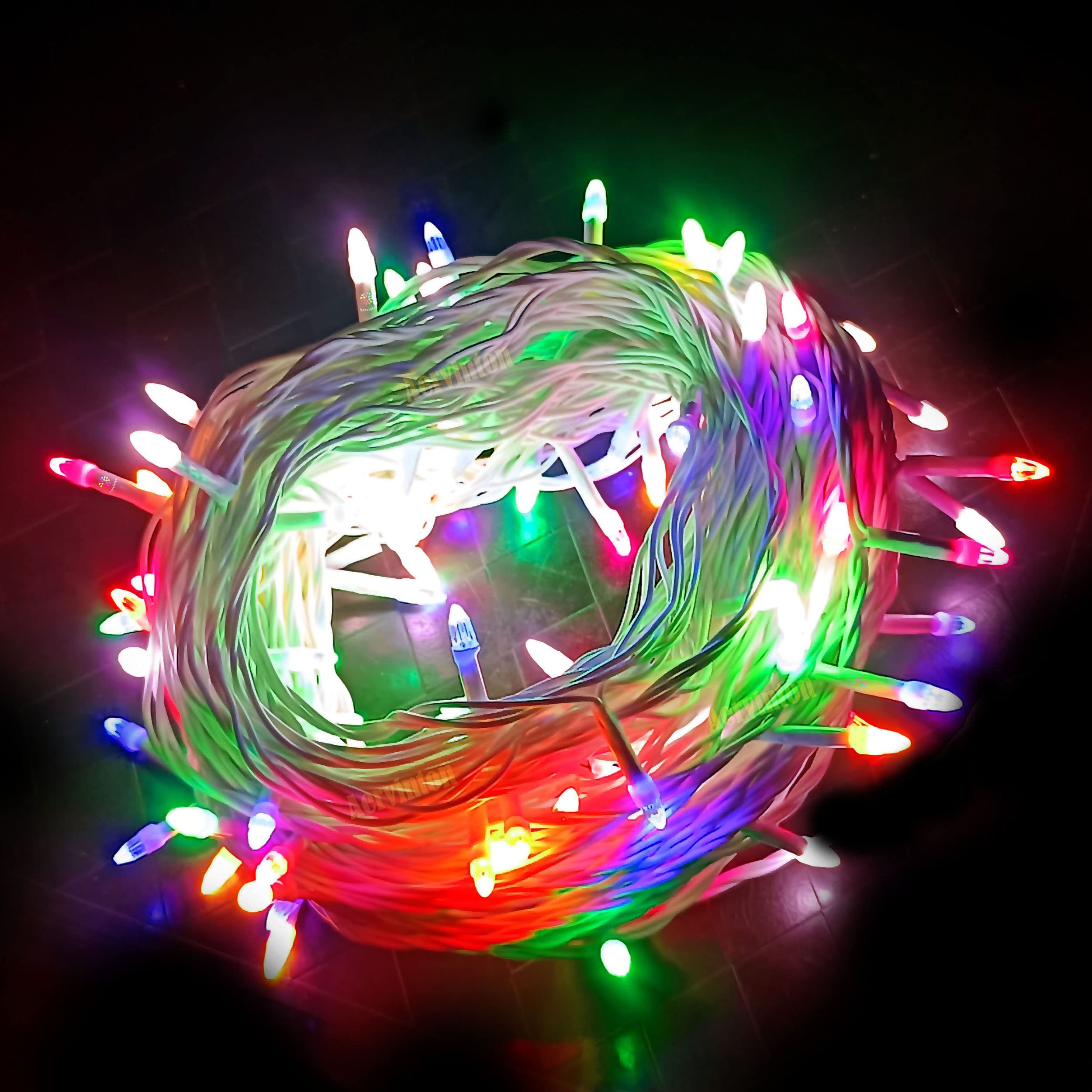 Aervinten LED RGB String Light 40 Meter (132 ft) with 40% More Brighter with 8 Mode Changer Diwali Festivals Christmas Multi-Purpose Pack of 1 Make in India (White Wire) || GT67