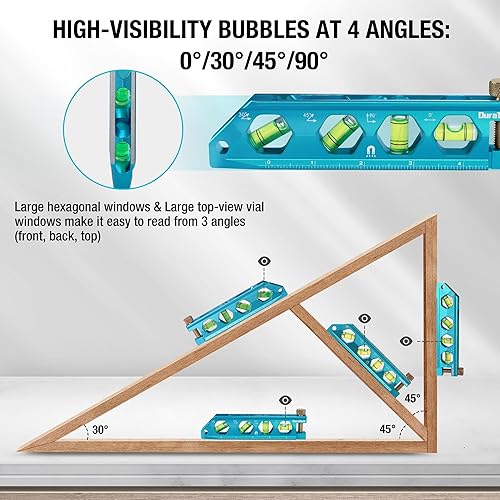 Miniatura 3 de DURATECH Juego de herramientas de nivel de 3 piezas, nivel de torpedo magnético incluido 2.5", 6.25", 8" nivelador con burbujas de 0304590, ranura