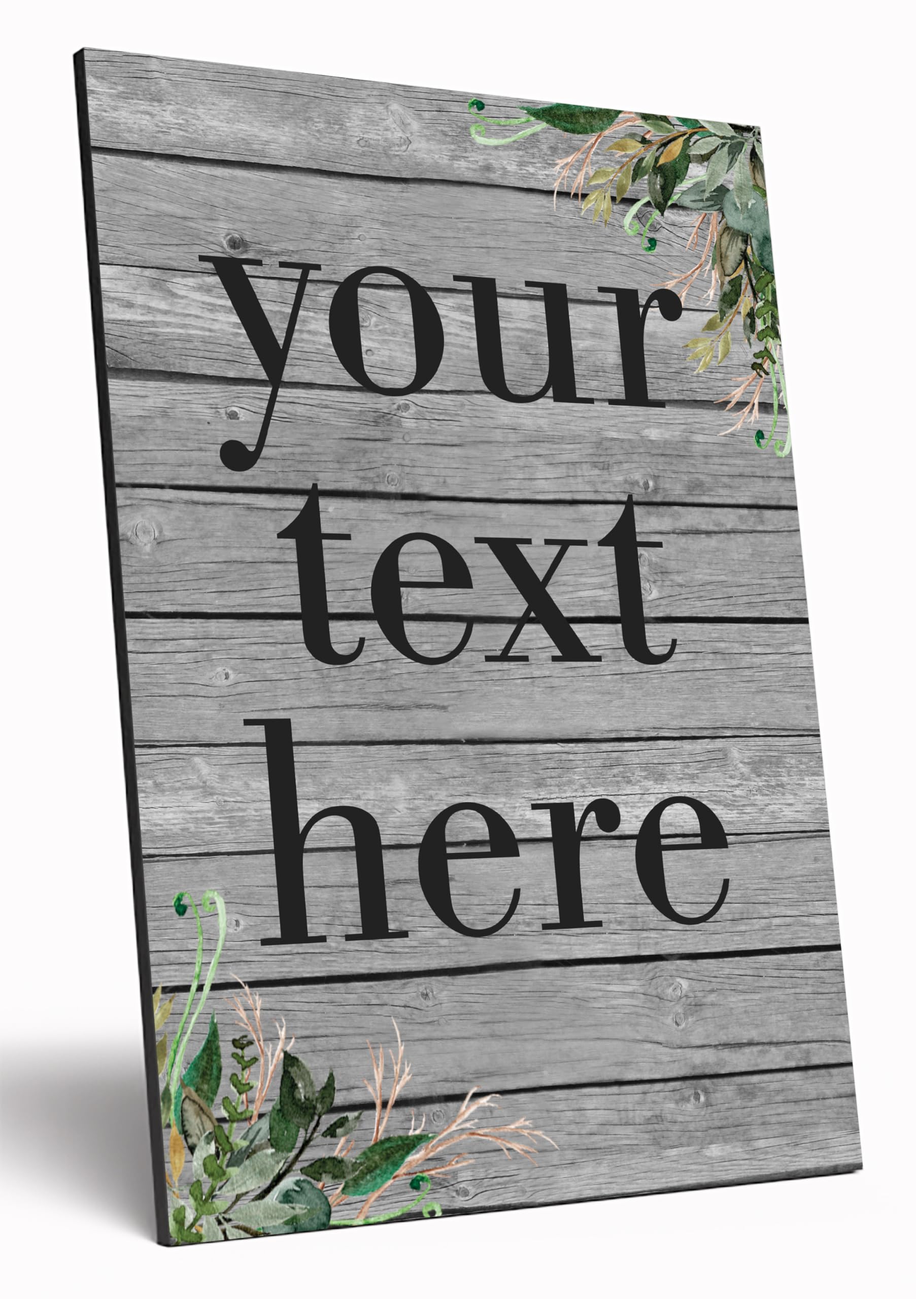 The Plum Penguin Personalised Custom Words A4 Wooden Wall Art Hanging Sign Printed Quote Any Text Floral Boho Style