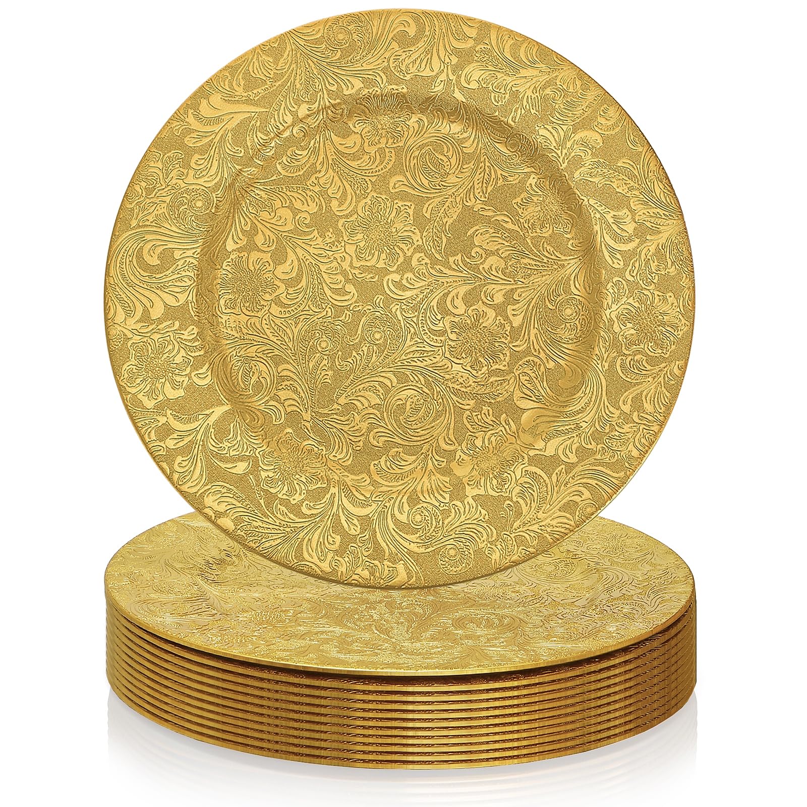 置物  GOLD DISH ZOOFOX 12 Pack Gold Charger Plates, 13