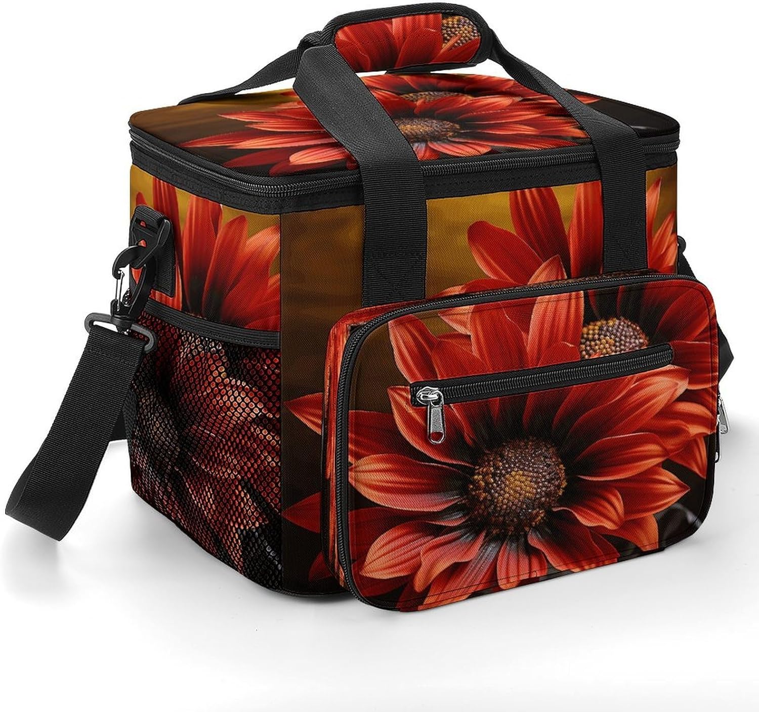 Red Sunflower Cooler Bags Portable Soft Cooler Bag Lightweight Ice Chest Insulated Lunch Bags Camping Cooler Bag Cooler Lunch Tote Coolers for Picnic Travel Beach