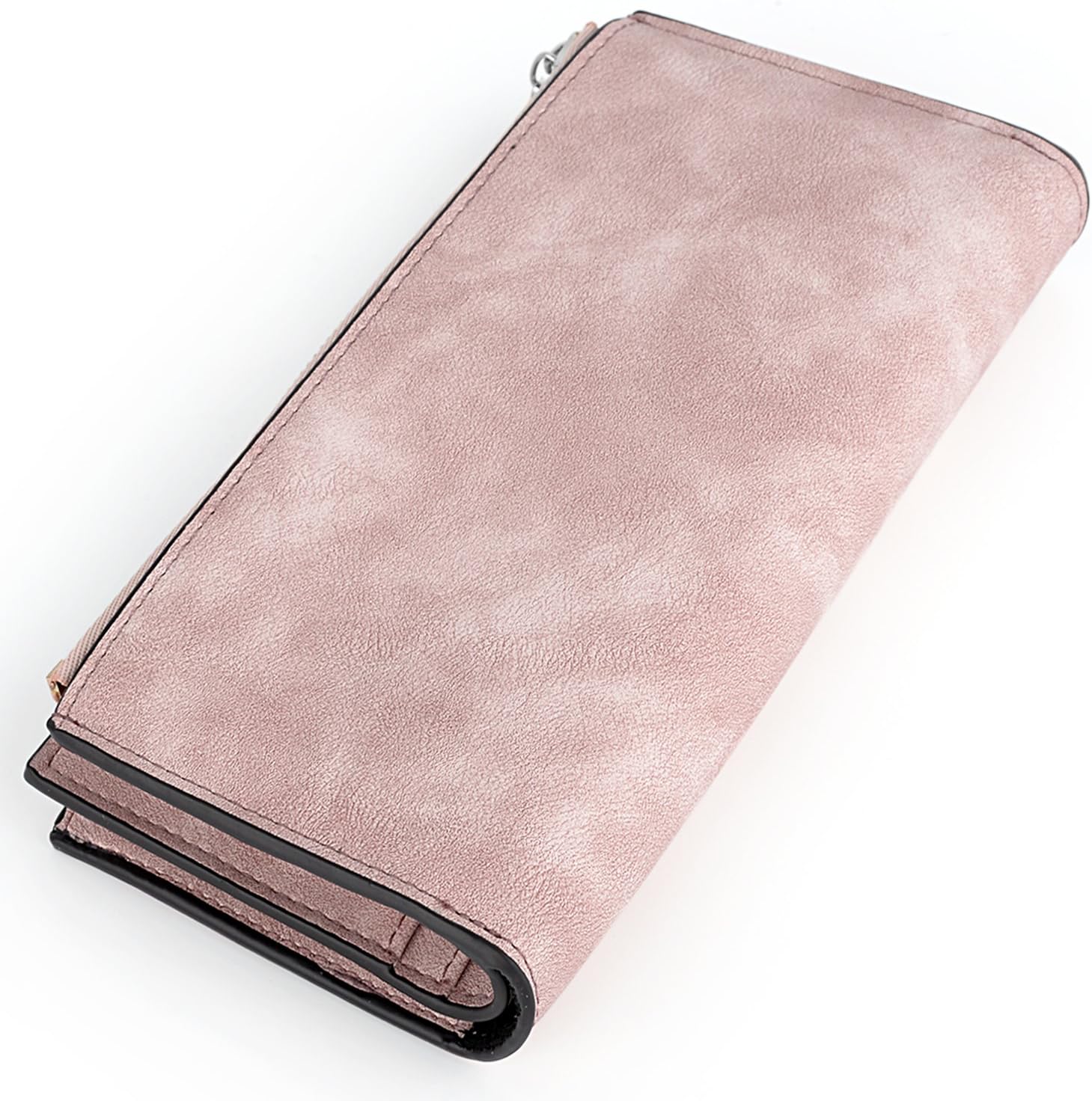 UTO RFID Wallet for Women PU Matte Leather Card Holder Organizer Zipper Coin Purse with Snap Closure Pink - Image 5