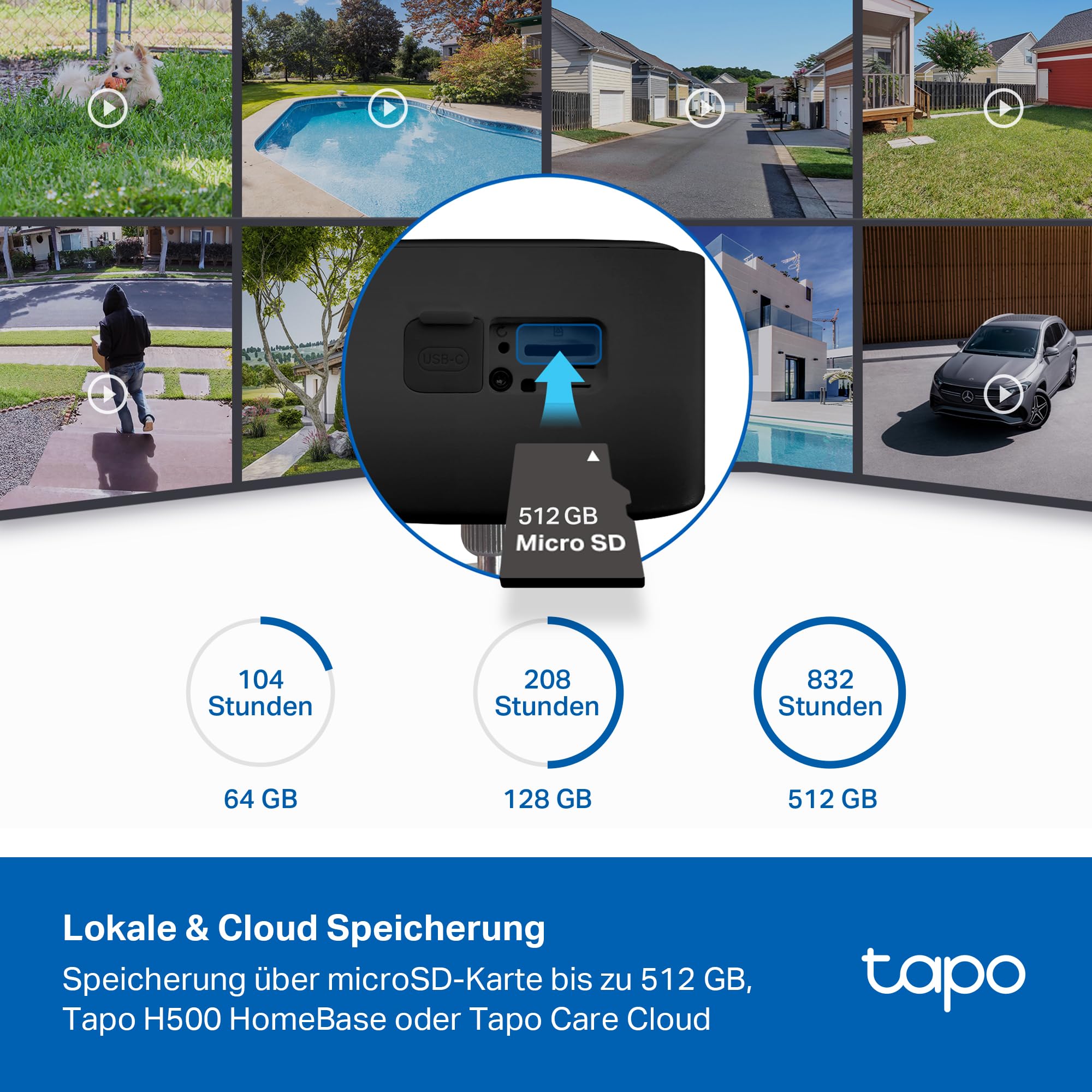 Tapo C401 KIT Solar Überwachungskamera für außen, 1080p, 180-Tage-Akku, Kabellos, Farbnachtsicht, 2,4 GHz WLAN, Zwei-Wege-Audio, KI-Erkennung, lokale microSD-Karte oder H500-Homebase