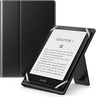 MoKo Universal Case for 6",6.8",7" Kindle eReaders Fire Tablet - Kindle/Kobo/Voyaga/Lenovo/Sony Kindle E-Book Tablet, Lightweight PU Leather Folio Shell Cover Case, with Hand Strap/Kickstand, Black