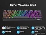 Geeky GK61 60% | Hot Swappable Mechanical Gaming Keyboard | 62 Keys Multi Color RGB LED Backlit for PC/Mac Gamer | ISO FR AZERTY French Layout (Black, Mechanical Speed Silver) - 4