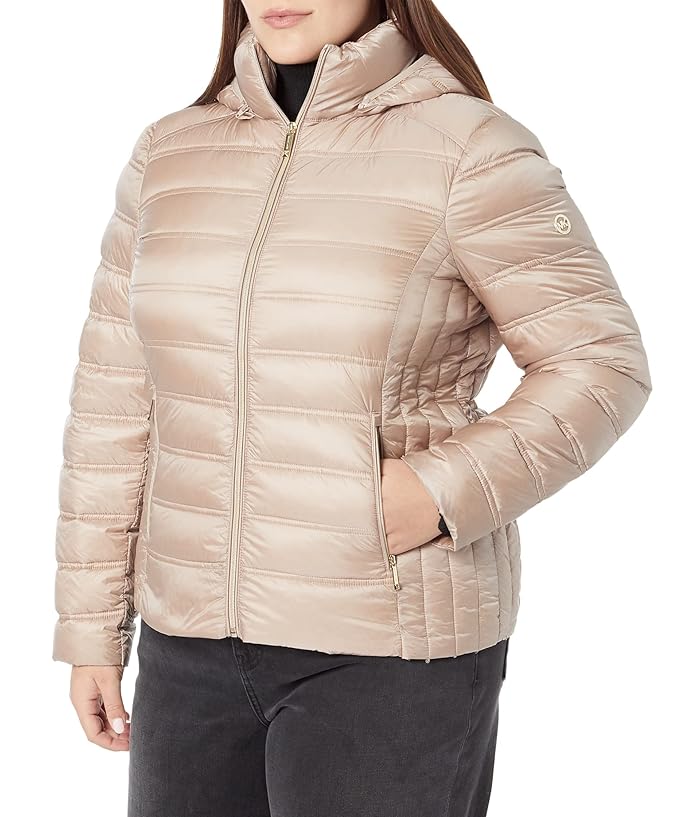 MICHAEL Michael Kors Zip Front Horizontal Quilt Packable Jacket M823157QZ INTERNATIONAL SHIPPING