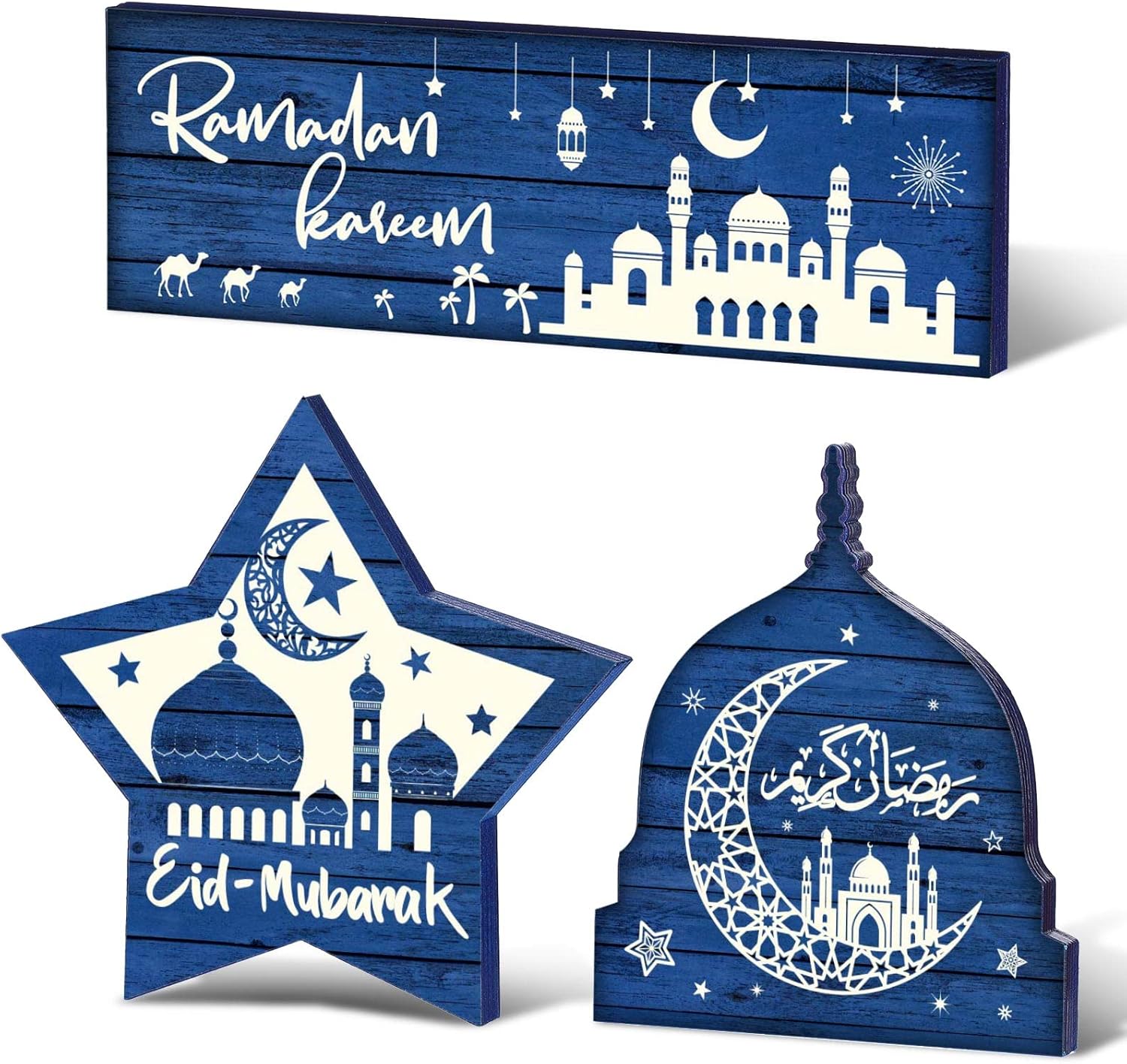 3 Pieces Happy Eid Mubarak Party Decoration Ramadan Table