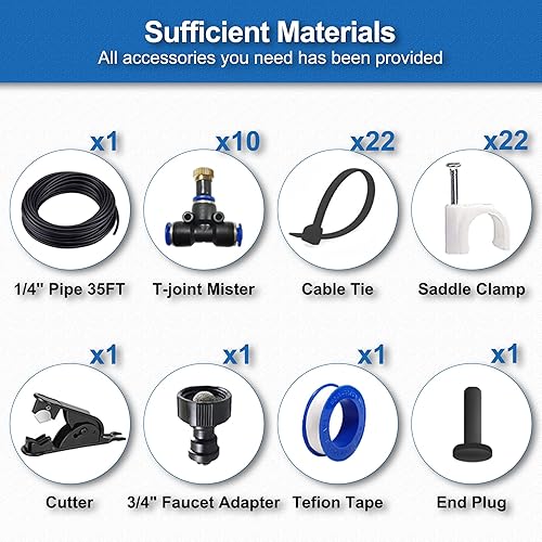 Miniatura 5 de Kit de nebulización de ventilador para patio exterior, rociadores de ventilador al aire libre para sistema de refrigeración, manguera de niebla de