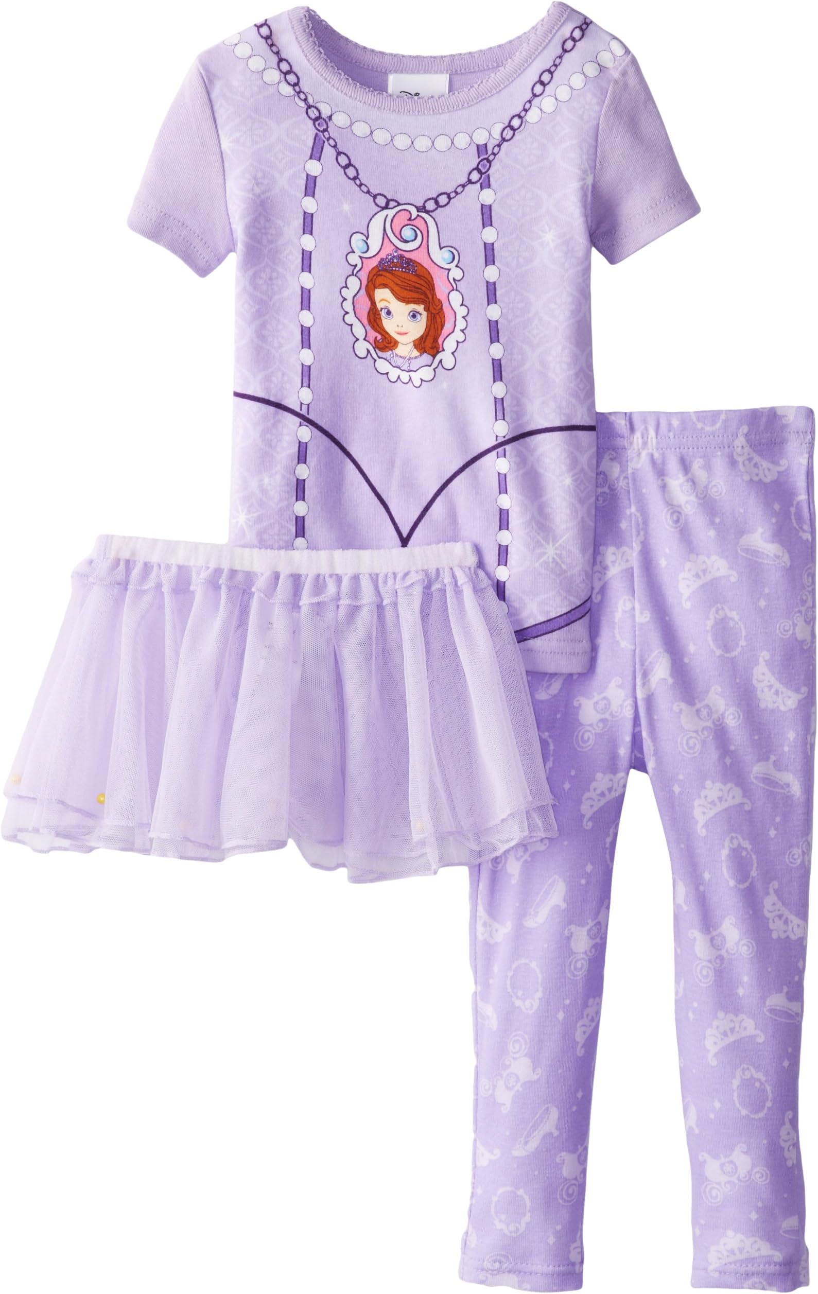 Komar Little Girls' Princess Sofia Tutu Pajama Set 3 Pack