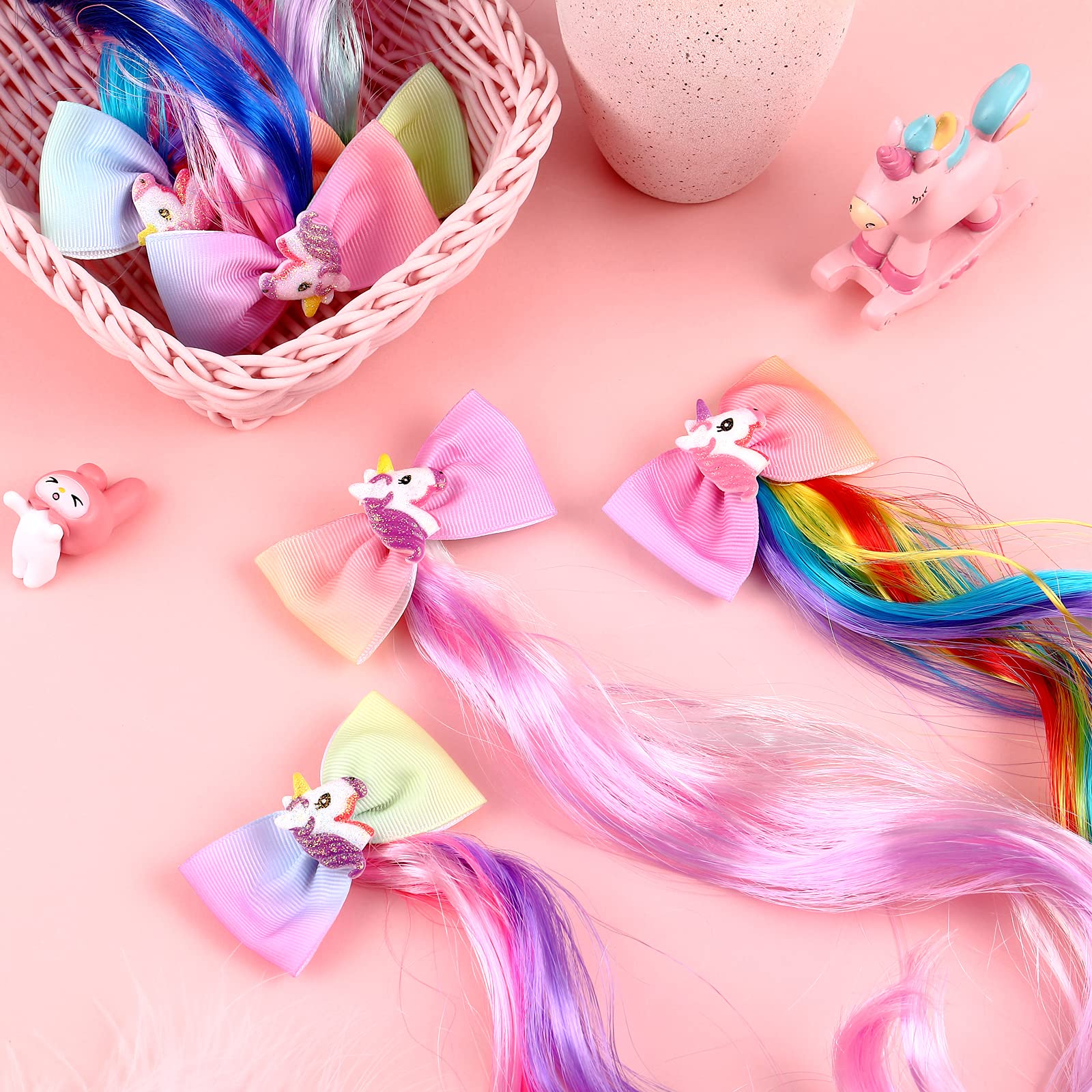 10 Unicorn ? Hair extension clips Amazon.com : Waydress 6 Color Unicorn Hair Extension Clips  main image 3