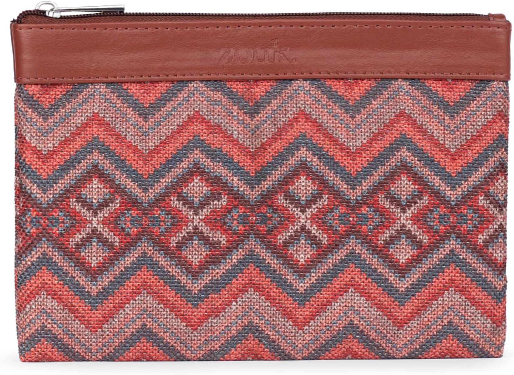 ZOUK Classic Utility Pouch | Travel Organizer Pouch | Multipurpose Makeup Pouch Bag for Daily Use & Travel |Aesthetic & Water-Resistant | Gwalior Weaves