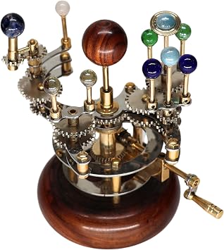 Luxury Vintage Brass Orrery Exquisite Brass Planetary Gear Mechanism | Astronomical Desk Ornament | Solar System Model 8" Mercury, Venus, Earth, Mars, Uranus & Moons