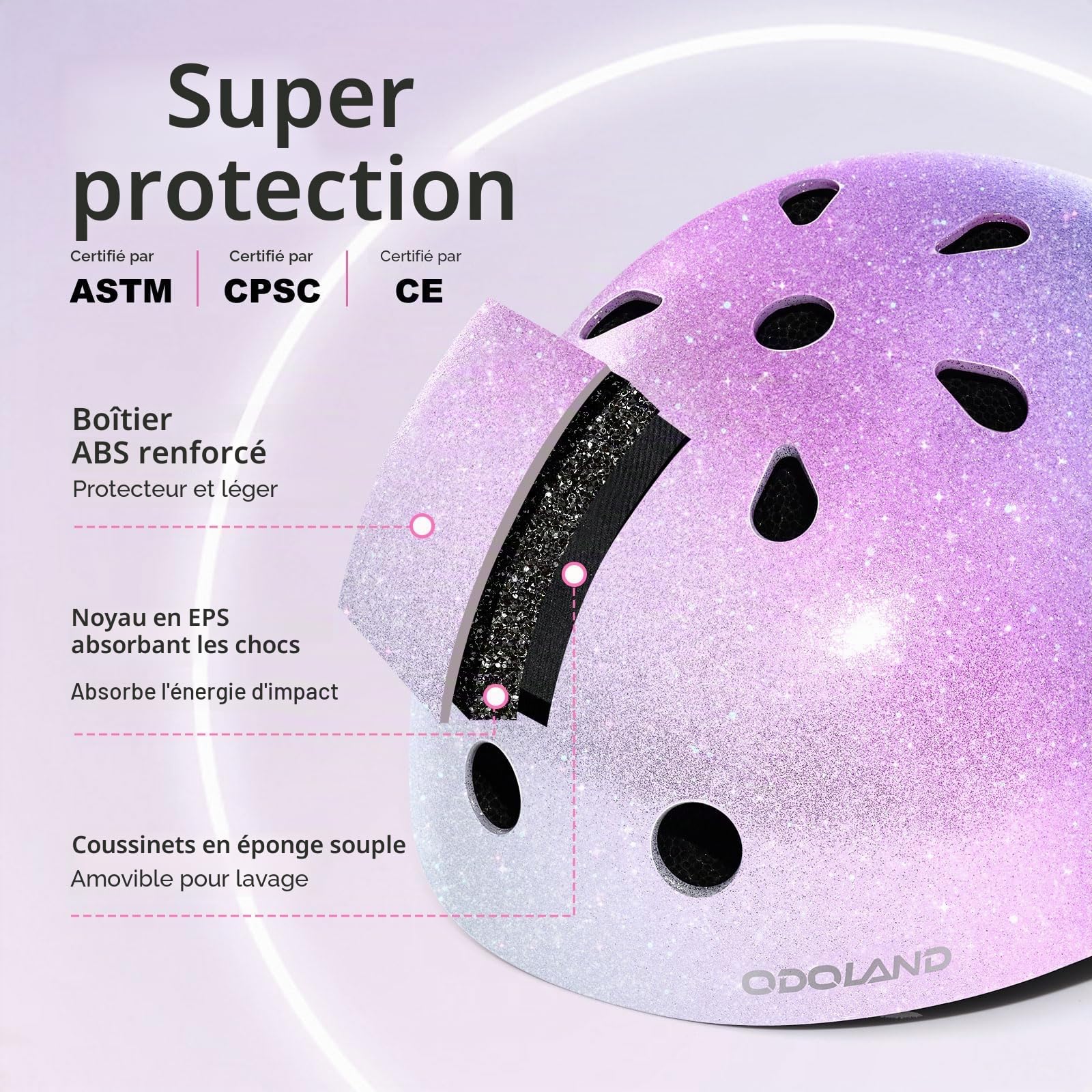 Odoland Casque de Vélo Enfant pour Garçons et Filles de 3 à 8 Ans, Casque Vélo Protection Enfant pour Cyclisme, Skateboard, Trottinette, Adjustable, Léger, Multiples Couleurs et Styles