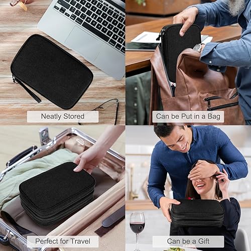 Miniatura 7 de FYY Organizador grande para accesorios electrónicos, para viajes, para cables, celular y cargadores, estuche portátil, impermeable, doble capa,