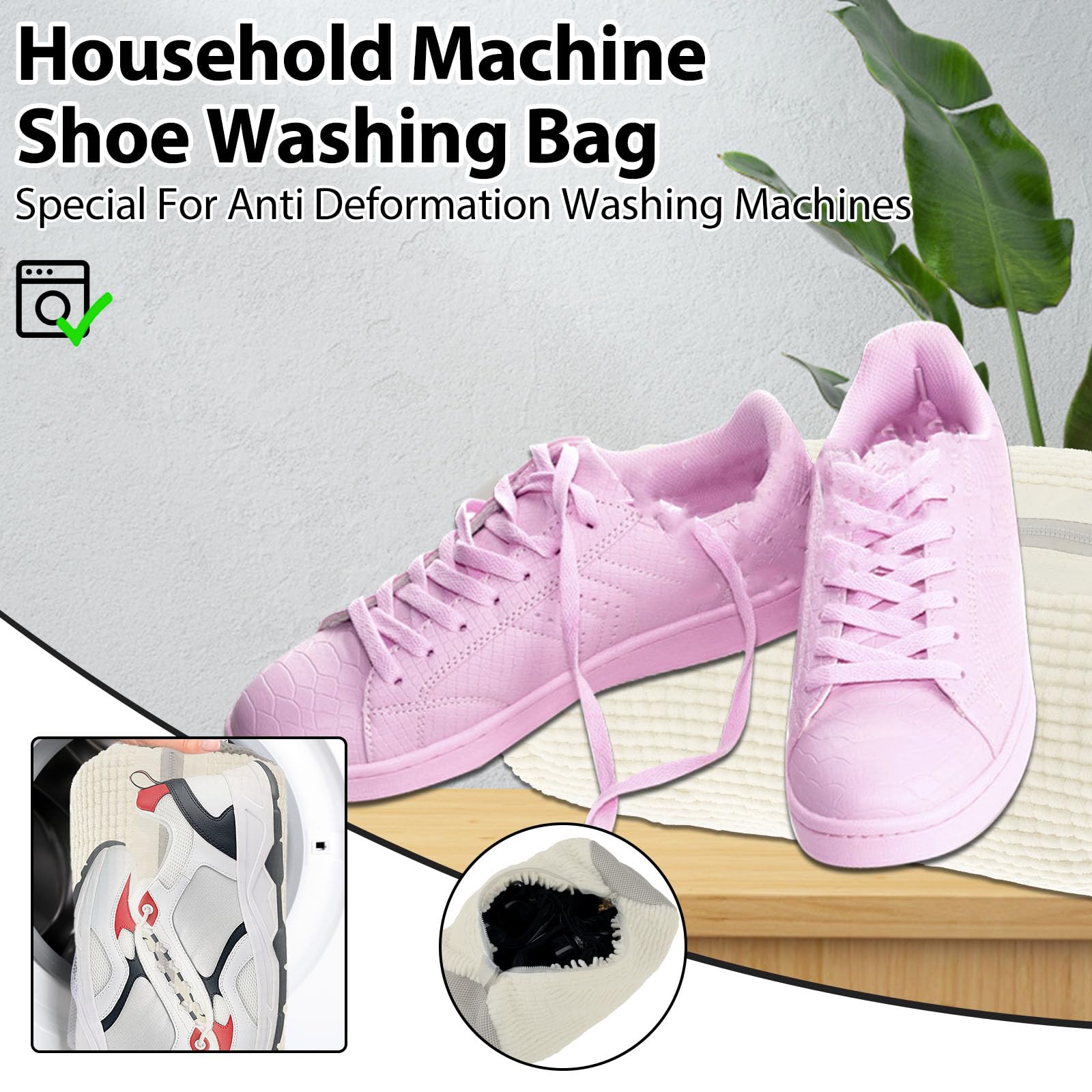 2 Sacchetti Per Lavare Scarpe In Lavatrice | In Ciniglia, Grigio, 44x17.5 Cm - Protettivi E Riutilizzabili - Foto 4