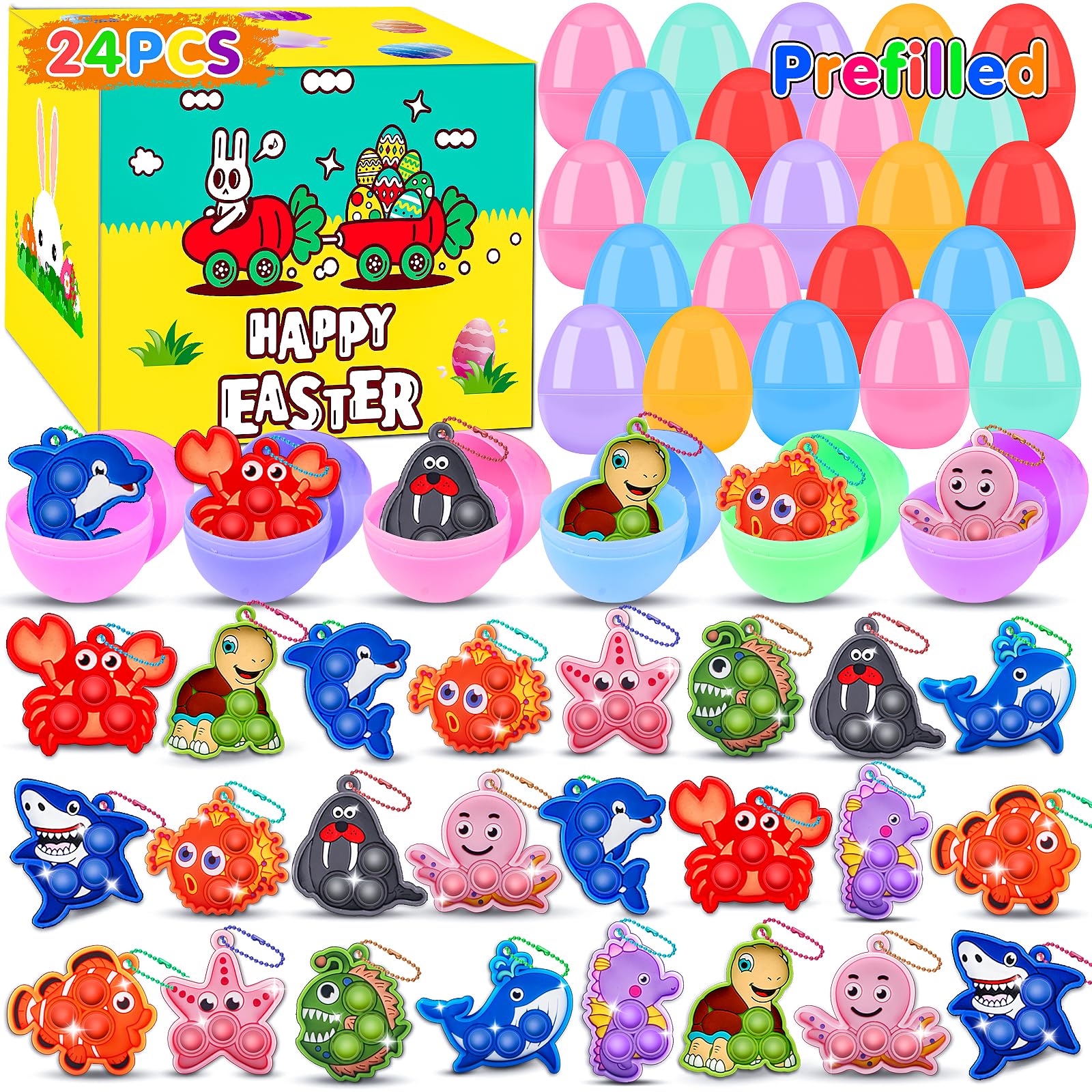 Amazon.com: Kiss Monkey 24 Pack Prefilled Easter Eggs with Toys