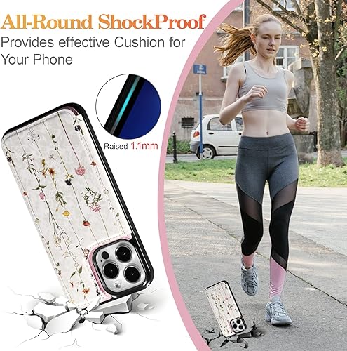 Miniatura 51 de UEEBAI Funda tipo cartera para iPhone 15 Pro Max con tarjetero, cubierta de cuero PU con soporte, bloqueo RFID, doble cierre magnético, relieve de