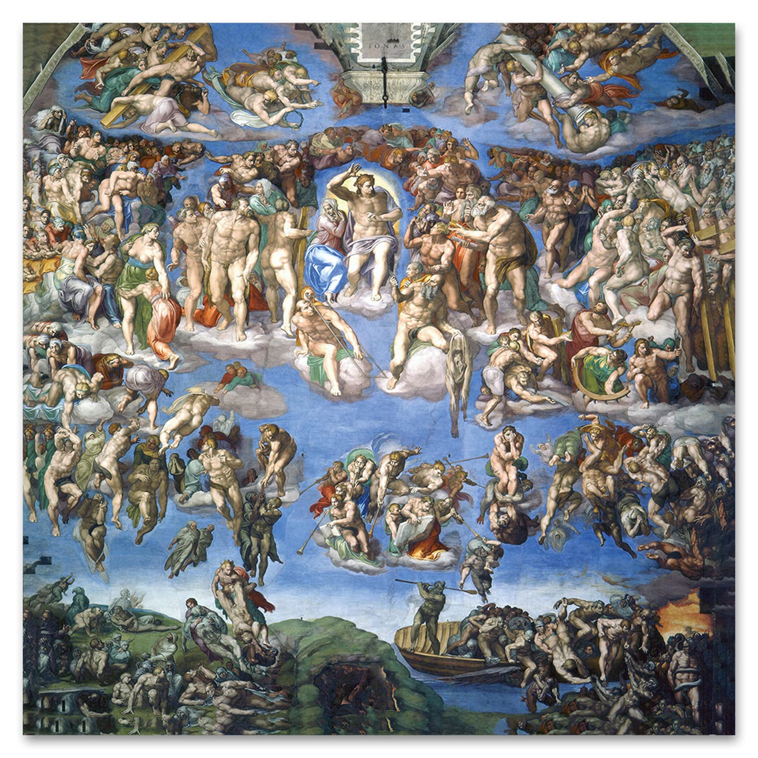 Giallobus - Quadro - Michelangelo - Giudizio universale - Vetro acrilico Plexi - 100x100 - Pronto da appendere - Quadri moderni per la casa