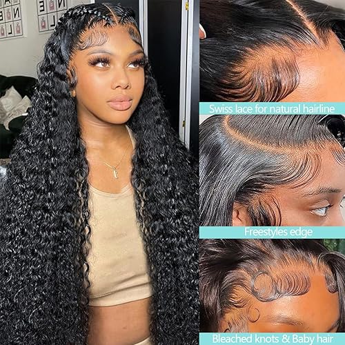 Miniatura 2 de Sufeiya - Pelucas de cabello humano con encaje frontal transparente HD de 13 x 4, 28 pulgadas, pelucas de cabello humano húmedo y ondulado con