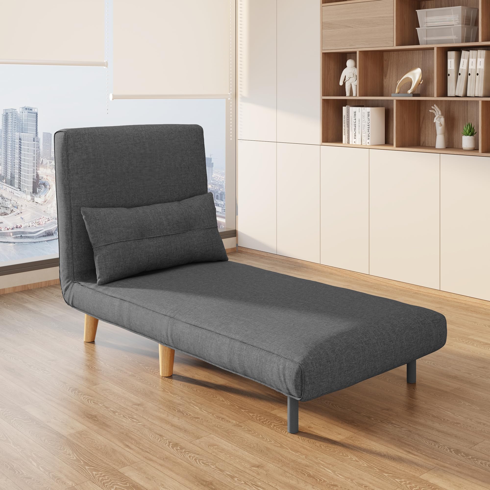 Bealife Pufa z łóżkiem pojedynczym, Relax Lounger, Fotel łóżko z regulowanym oparciem, Fotel relaksacyjny do salonu, sypialni