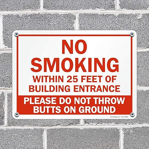 Miniatura 3 de Cartel de "No Smoking Within 25 Feet of Building Entrance" de SmartSign  Plástico de 10 x 14 pulgadas