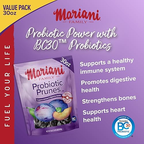 Miniatura 3 de Mariani Probiotic Prunes - Ciruelas pasas sin azúcar, 30 onzas, frutas secas a granel sin azúcar añadido, ciruelas pasas secas de California sin