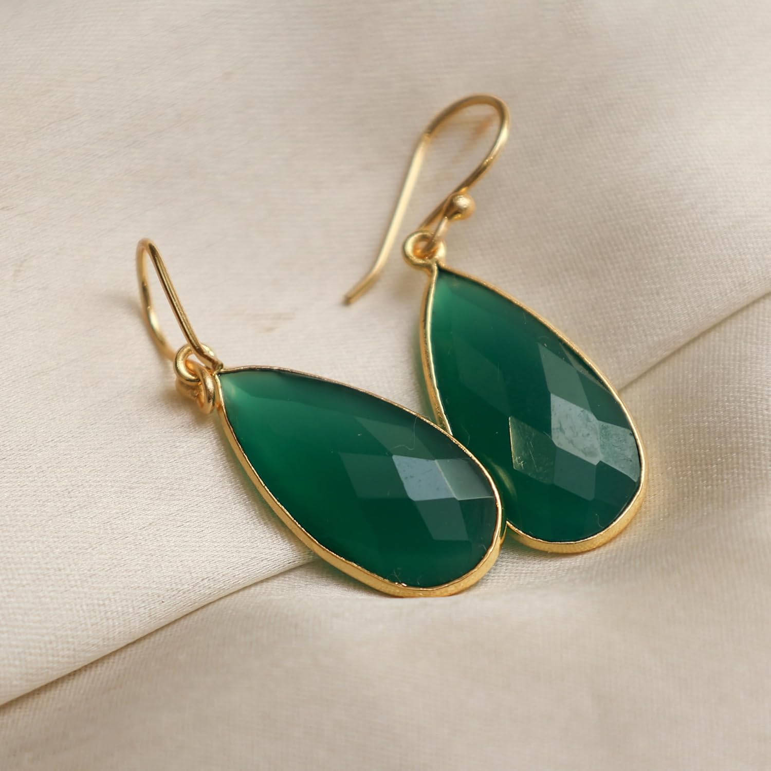 Gempires Genuine Gemstone Faceted Long Pear Gemstone Drop Dangle Hook Earrings, Statement Jewelry For Her, 1.5 inch Drop 14K Gold Plated, Gift For Woman - Image 8