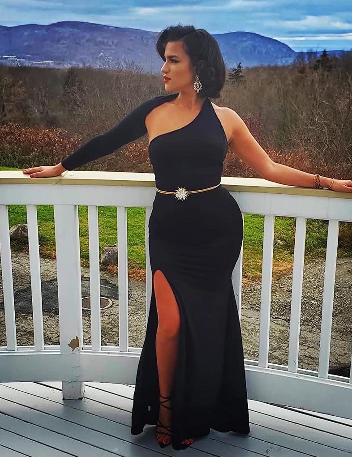 BEAGIMEG Women's Sexy Elegant One Shoulder Backless Evening Long Dress - Image 8